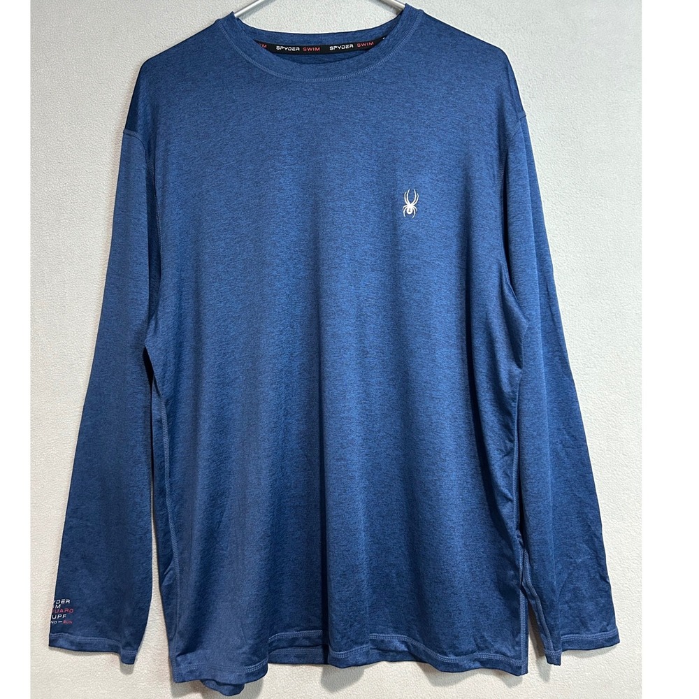 Spyder Rash Guard Mens‎ Large Blue Long Sleeve UPF 50+ Swim Shirt Performance